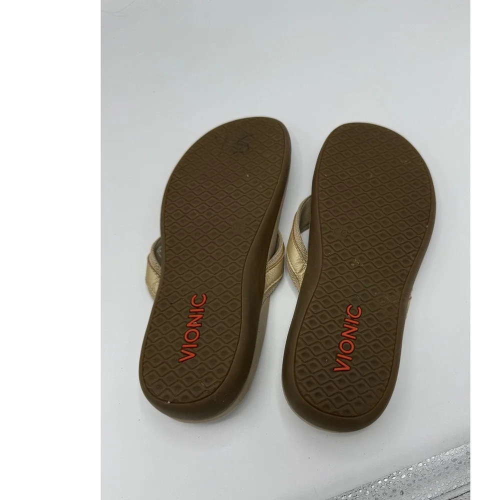 Vionic Tide II Gold Orthotic Sandals Womens 7 Beach Resort Pool Summer Support